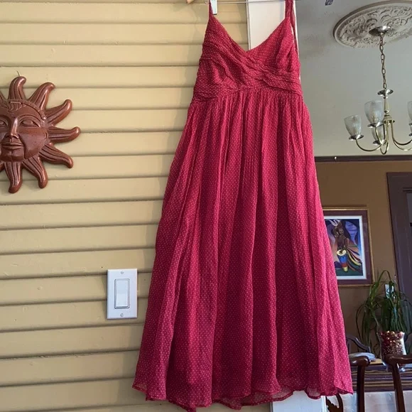 Zara Dresses Zara Red Polka Dots Silk Chiffon Halter Dress M